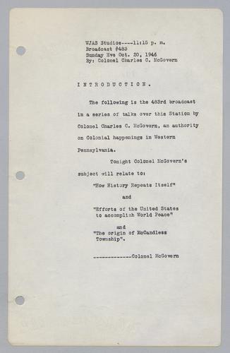 #483: McCandless Township, Efforts of the United States to Accomplish World Peace