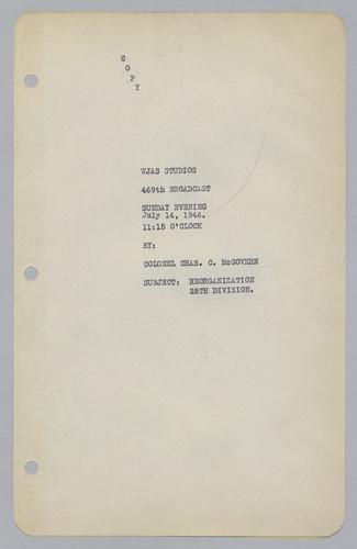 #469: Reorganization of the 28th Division Part 1