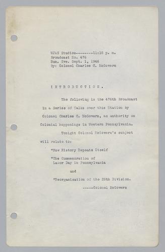 #476: Reorganization of the 28th Division Part 5, Labor Day in Pennsylvania