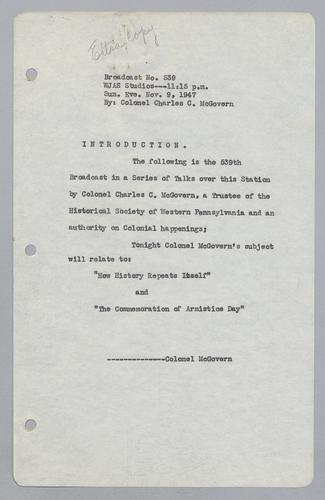 #539: The Commemoration of Armistice Day