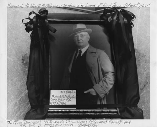 Photograph of the McGovern Memorial in the Lobby of the Court House After His Death
