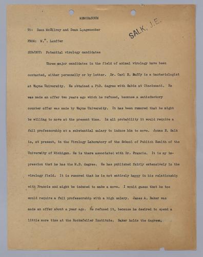 Max Lauffer to W.S. McEllroy and H.E. Longenecker