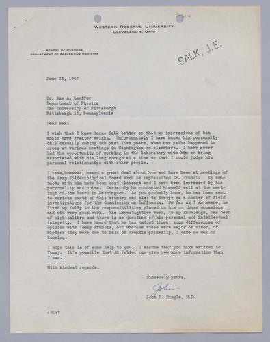 John H. Dingle to Max Lauffer