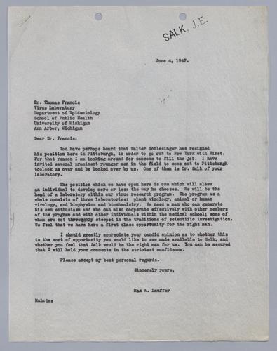 Max Lauffer to Thomas Francis