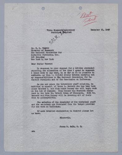 Jonas Salk to H.M. Weaver