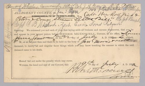 Witness Summons and Testimony