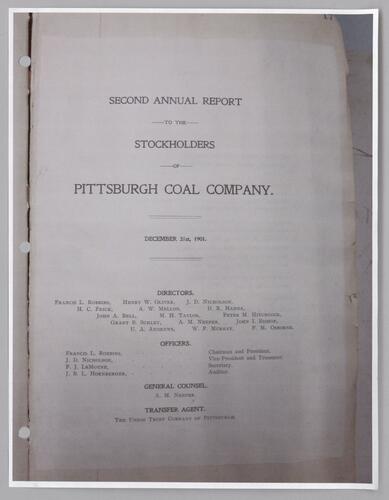 Pittsburgh Coal Company Annual Report to the Stockholders