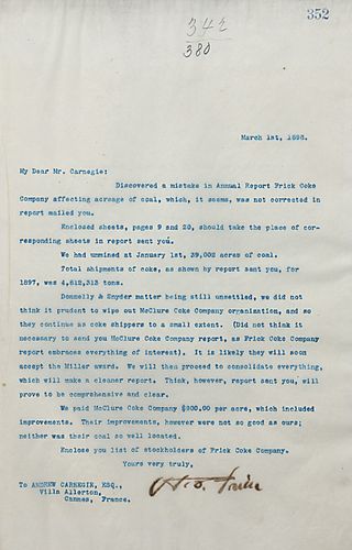 Frick includes corrections to the Sixteenth Annual Report of H.C. Frick Coke Company and Allied Companies