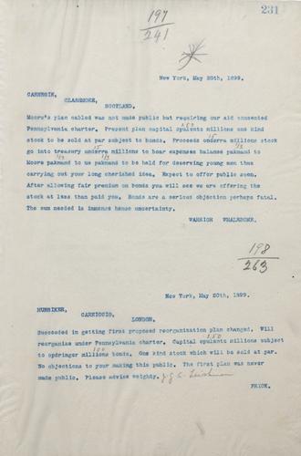 Frick writes on Moore's plan not being made public and on the selling of stock