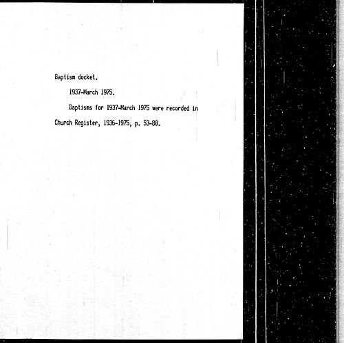Baptism Docket