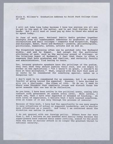 Point Park University, Commencement Address