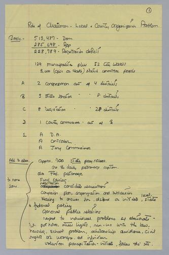 "Role of Chairmen - Local and County Organization," Notes
