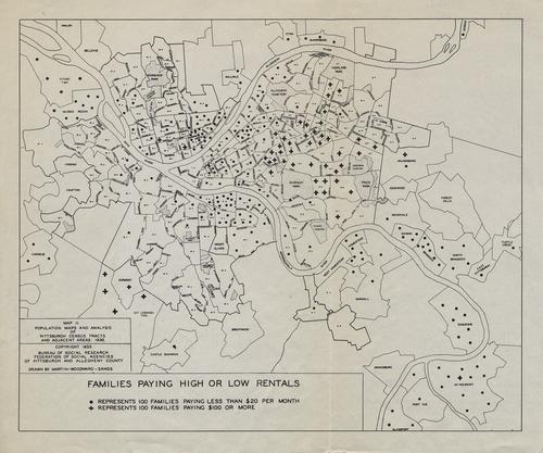 Map 11. Families paying high and low rents: 1930