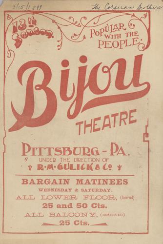 Theatre program - The Corsican Brothers with Robert B. Mantell