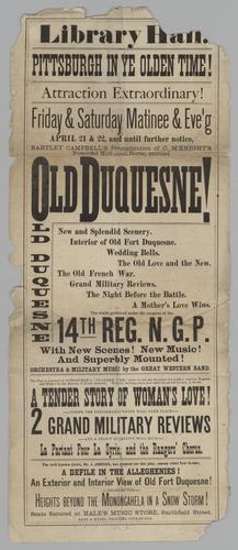 Theatre broadside - Bartley Campbell's Old Dusquesne!