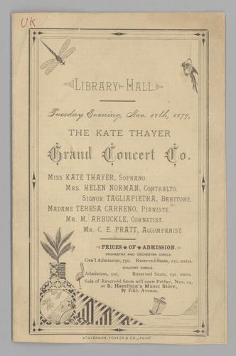 Concert program - The Kate Thayer Grand Concert Co.