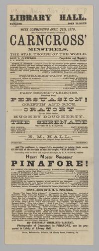 Burlesque program - Carncross' Minstrels; Henry Moses' Shadboat Pinafore!; etc