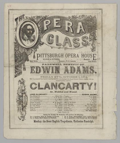 Theatre program - Clancarity! or, Wedded and Wooed with Edwin Adams