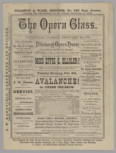 Theatre program - Avalanche! or, Under the Snow with Effie E. Ellsler