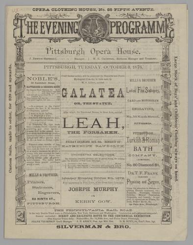 Theatre program - Galatea or, the Statue; and Leah, the Forsaken with Katherine Randolph