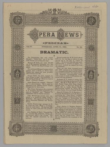 Opera program - Mardi-Gras! with Marie Geistinger