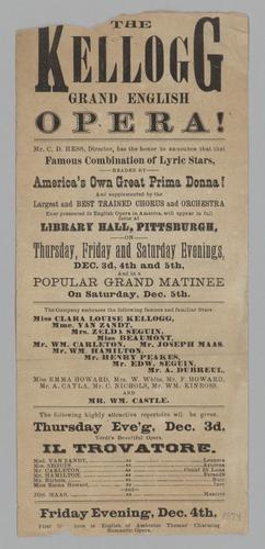 Opera program - Il Trovatore with Clara Louise Kellogg and the Kellogg Grand English Opera