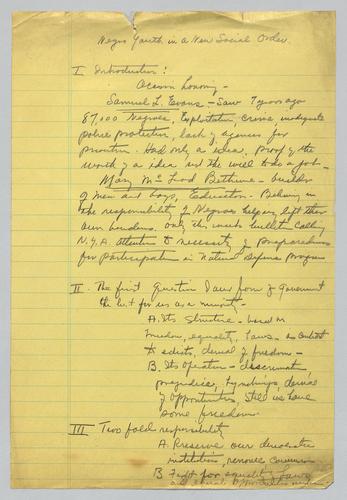 Text, "Negro Youth in a New Social Order"