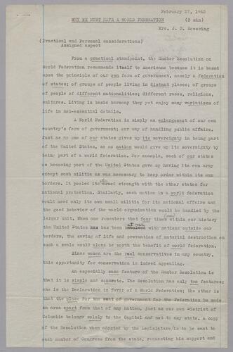 "Why We Must Have a World Federation" (speech)