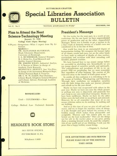 Pittsburgh Chapter bulletin