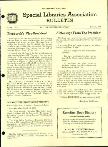 Pittsburgh Chapter bulletin