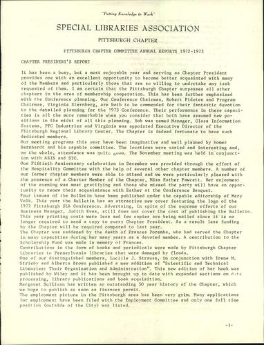 Pittsburgh Chapter bulletin