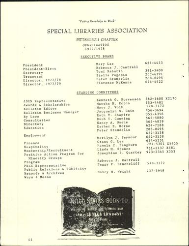 Pittsburgh Chapter bulletin