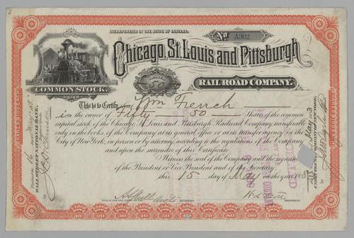 Chicago, St. Louis and Pittsburgh Railroad Company Stock Certificate