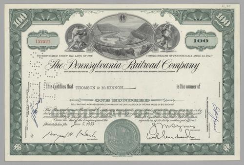 Pennsylvania Railroad Company Stock Certificate