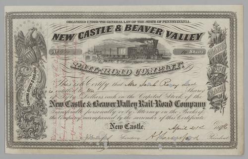 New Castle & Beaver Valley R.R. Co. Stock Certificate