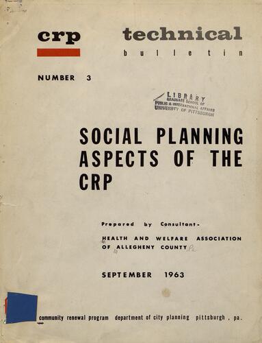Social Planning Aspects of the Community Renewal Program(CRP)