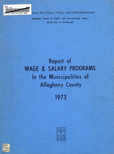 Report of Wage & Salary Programs In the Municipalities of Allegheny County