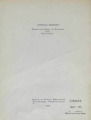 Annual Report, Superintendent of Schools and Secretary