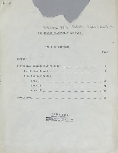 Pittsburgh Reorganization Plan