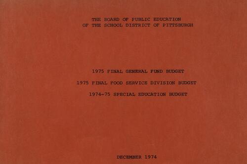 Budget, Final 1975: 1975 Final General Fund Budget; 1975 Final Food Service Division Budget; 1974-75 Special Education Budget