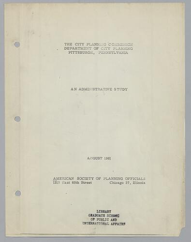 An Administrative Study, American Society of Planning Officials