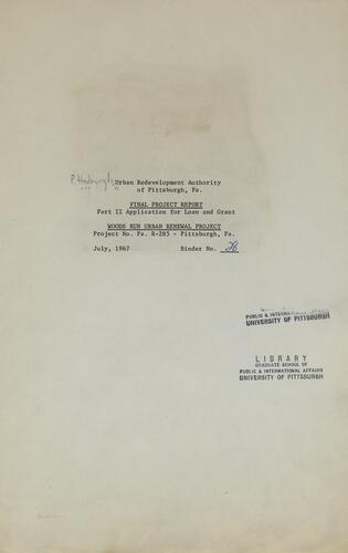 Part II- Application for Loan and Grant, Woods Run Urban Renewal Project