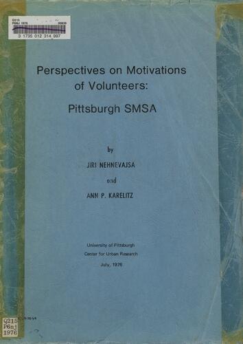 Perspectives on Motivations of Volunteers: Pittsburgh SMSA