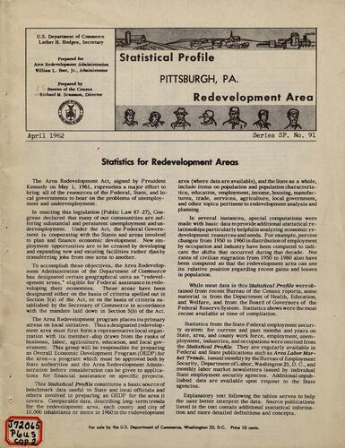 Statistical Profile; Pittsburgh, PA: Redevelopment Area, U.S. Bureau of the Census