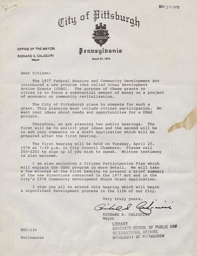 Citizen participation plan for the 1978 Urban Development Action Grant Application