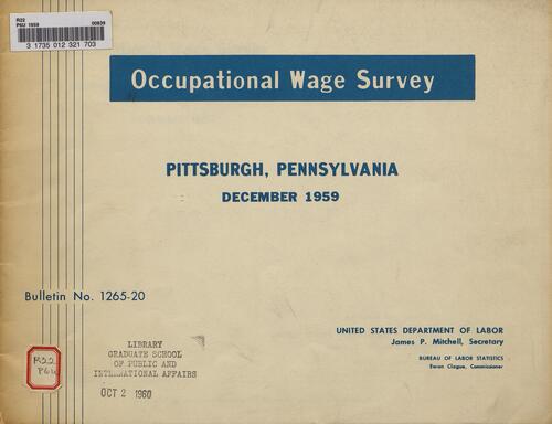 Occupational Wage Survey, U.S. Department of Labor