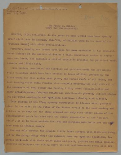 Draft of "In the Land of the Southern Cloud"