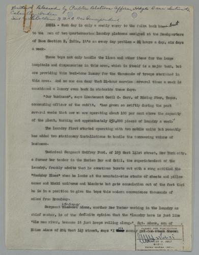 Draft of Article Regarding Wash Day