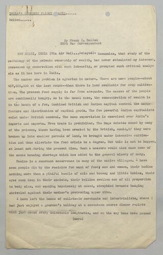 "India's Economic Plight Tragic"