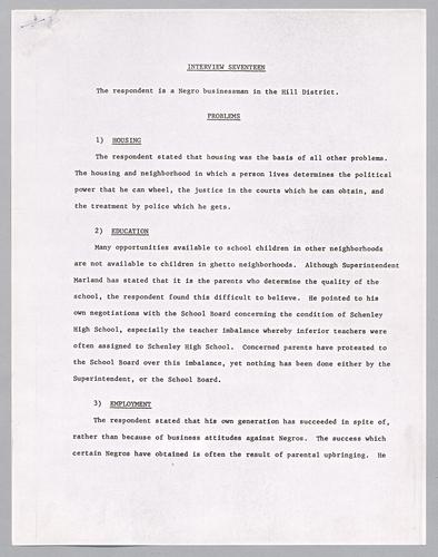 Interview #17--African-American businessman in the Hill District